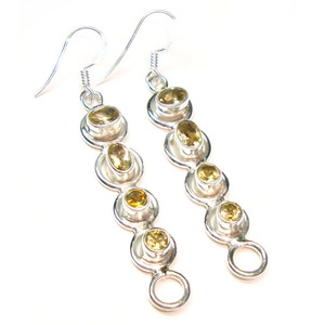 Boucles d'oreilles en citrine, pierre naturelle, argent sterling 925, faites à la main, pierre de naissance de novembre, cadeau pour femme - Product Image 1