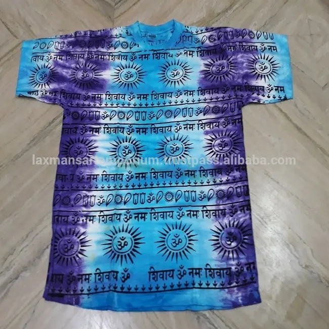 ओम शिव मंत्र टाई डाई मुद्रित टी शर्ट