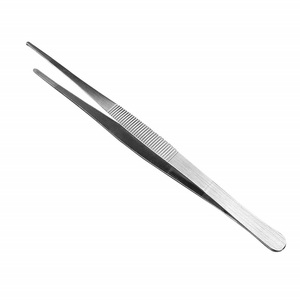 Silver Stainless Steel Kitchen <b>Tongs</b> Straight Tweezers for Food & BBQ Metal Accessories - Product Image 1