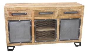 Buffet industriel moderne en fer et bois, 3 portes et 3 tiroirs, meubles de salle à manger et de cuisine pour la maison ou l'hôtel - Product Image 2