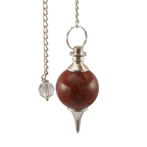 Cristal de péndulo de bola de jaspe rojo de piedras preciosas de alta calidad para collar de péndulo de radiestesia de adivinación con esfera de cadena meditación - Product Image 2