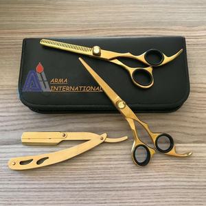 Kit de Salon de barbier professionnel, rasoir et ciseaux de coiffure de couleur dorée, nouveauté - Product Image 2