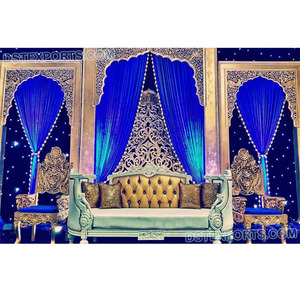 Conjunto de sofás de escenario, tapizado en oro, estilo musulmán, para Walima, diseño elegante, ideal para bodas - Product Image 1