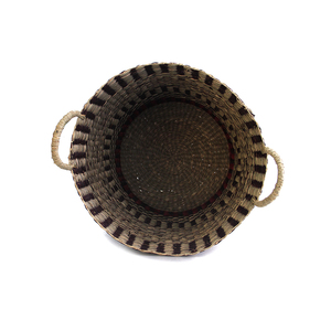 African Bolga <b>Basket</b> Handwoven from Natural Grass with Leather Wrapped Handle for Decorative <b>Storage</b> and Daily Use - Product Image 3