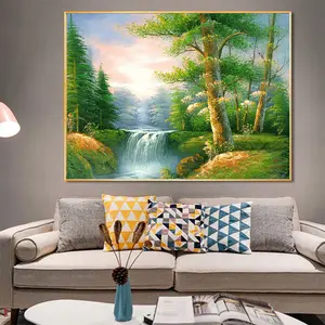 Wall Decor Nice Design Artwork Landscape Moving Waterfall Handmade Oil Paintings