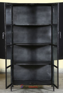 Vente en gros en vrac de meubles de chambre à coucher industriels vintage durables 2 portes en fer métal Almirah avec verre pour la maison hôtel école Style design antique - Product Image 3