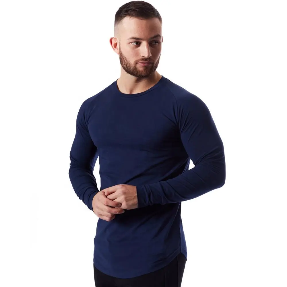 New arrival Mens Gym Fitted Long Sleeve t Shirt/Muscle Fit Crew neck T Shirts