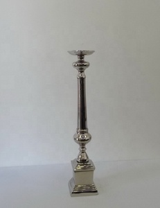 Pilier de bougie de pièce maîtresse de mariage support en aluminium brillant poli/nickelé bougeoir de sol fantaisie pour la décoration de la maison - Product Image 3