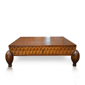 Bàn Cà Phê Gỗ Tếch Với Hình Vuông Top Diamond Ornament Patron Màu Tự Nhiên - Product Image 2