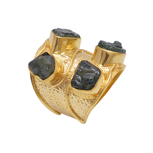 Bijoux en argent sterling 925 plaqué or avec pierres précieuses brutes Apatite Bague à la mode classique pour cadeau de fiançailles d'anniversaire de mariage. - Product Image 1
