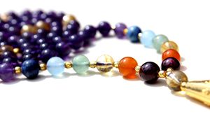 Collier de Yoga aux 7 chakras, 108 perles Mala, bijou naturel en pierre Citrine, style bohème et Rudra, cristal d'améthyste, 10122740 - Product Image 3