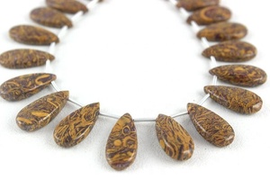 Pierre précieuse en jaspe naturel, perles de Briolette lisses en forme de poire, fabrication de bijoux faits à la main de qualité authentique - Product Image 5