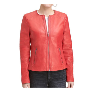 Veste en cuir de motard en peau de mouton bleu pour femme audacieuse finie pour les amateurs de mode Streetwear inspiré de la mode - Product Image 1
