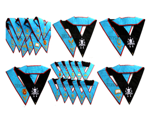 French Rite I Masonic regalia ปลอกคอเจ้าหน้าที่ปักด้วยริบบิ้นผ้าฝ้ายหนังและผ้าสำหรับ Freemasons - Product Image 2