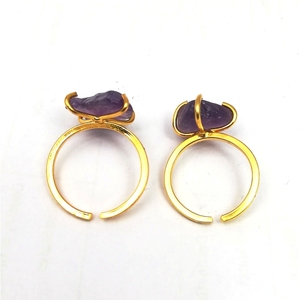 Anillo de piedras preciosas en bruto de amatista, Juego de puntas de oro Vermeil para regalo de boda, fiesta o aniversario - Product Image 2