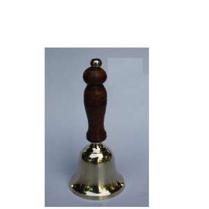 Polished Metal <b>Bell</b> with Wooden Handle Made Brass Christmas Brass Hand <b>Bell</b> with Wooden Handle Christmas <b>Bells</b> - Product Image 2