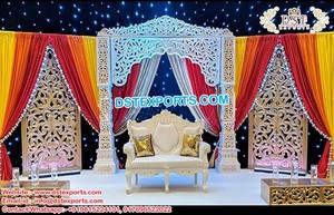 Oro etapa de configuración para Tamil bodas boda gran decorativo escenario boda recepción impresionante mira etapa - Product Image 2