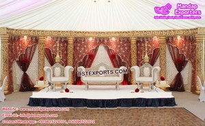 Musulmán Walima Golden Stage Setup Trendy Tradicional Look Wedding Stage Classy Wedding Conventional Stage Set Australia - Product Image 4