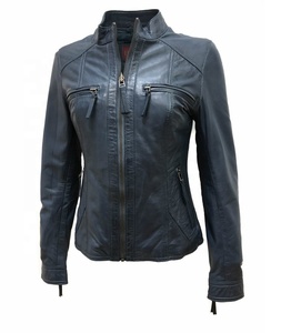 Chaqueta de cuero suave y ligera para mujer moderna, ropa de calle cómoda, prendas de vestir exteriores informales con cuello levantado para ropa de estilo de vida de ciudad - Product Image 4