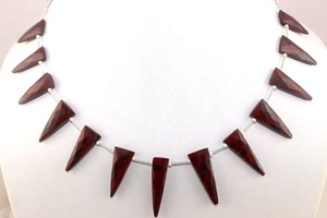 Collar DIY hecho a mano al por mayor con piedras preciosas de jaspe rojo Natural Briolette hermosas cuentas en forma de triángulo cuentas de piedra - Product Image 4