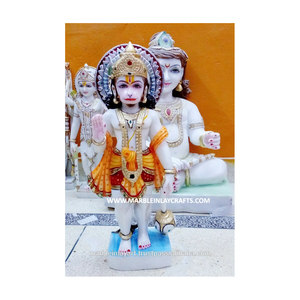 Belle Statue Hanuman décorative en marbre - Product Image 1