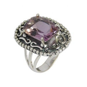 Nouvelle mode violet améthyste pierre précieuse bague faite à la main 925 bijoux en argent Sterling éternité Vermeil anneaux bijoux fins - Product Image 1