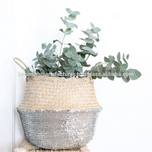 Seagrass Belly ตะกร้าด้านล่างเงินเลื่อมจากเวียดนาม - Product Image 3
