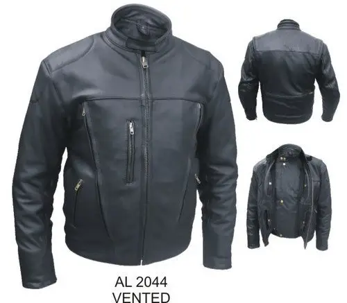 Veste de moto Ultimate FULLGRAIN NAKED BUFFALO LEATHER Vented ZIPOUT Liner zips Black Jacket