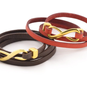 gold infinity <b>bracelet</b>, triple wrap <b>leather</b> <b>bracelet</b> Handmade Magic - Product Image 1
