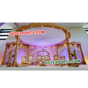Mandap de Madera para Bodas Indias Reales, Mandap de Boda Completamente Tallado en Madera, Fabricante y Exportador de Mandaps para Matrimonios Hindúes en Fiji - Product Image 1