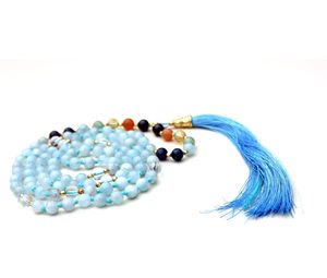 สร้อยประคำหินธรรมชาติ 7 จักระ สไตล์ทิเบต งานแฮนด์เมด เครื่องประดับอัญมณี สไตล์โบฮีเมียน ขายดี - Product Image 2