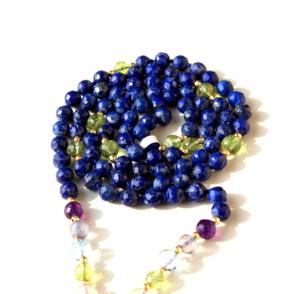 Lapislázuli-collar de cuentas de 108 MLA, collar de cuentas facetadas de 7 Chakras - Product Image 5