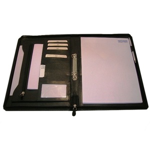 Custom A4 Conference Folder Zippered Folio <b>Case</b> Leather Business <b>Portfolio</b> Organizer - Product Image 1