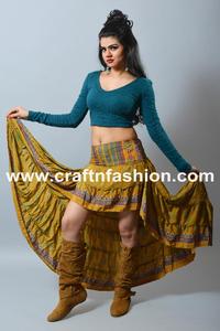 Falda de Seda Ibiza para Verano - Falda de Danza Mexicana - Traje de Danza Tribal - Falda Boho Hippie - Product Image 2