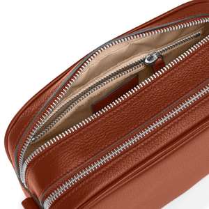 Grand sac de ceinture en cuir véritable simple à la mode avec double fermeture à glissière - Product Image 5