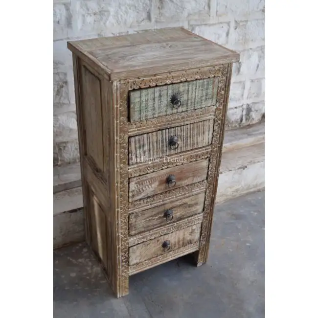 Traditional Indian Style Retro 5 Drawer cabinet Drawer Chest Sideboard