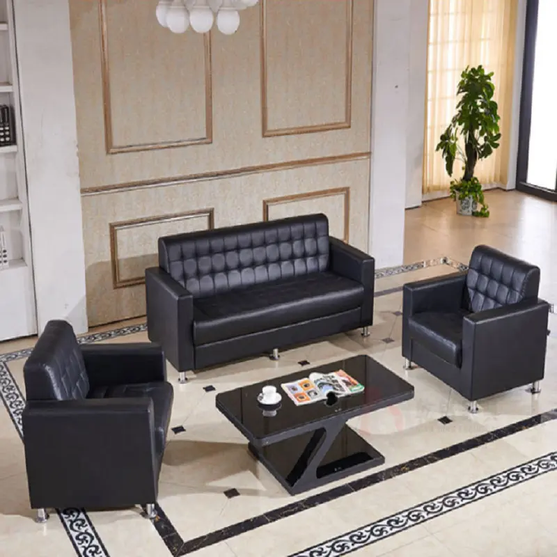 Meubles de bureau modernes, en cuir noir, Design pour bureau et hôtel, canapés