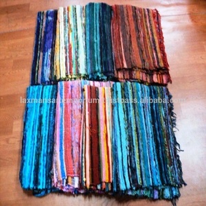 Vente de gros Tapis en coton recyclé Durries Multi coton recyclé Tapis en coton chindi Prix bas de l'Inde - Product Image 2