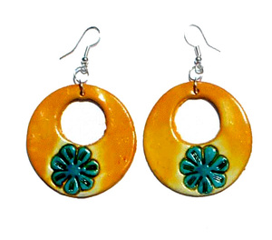 Handmade Alpaca Alloy Round Drop Earrings with <b>Ceramic</b> Stone Cute Style for Women Peruvian <b>Ornament</b> Fashion Jewelry Wholesale - Product Image 1