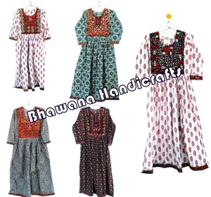 Vintage mano bordado vestido de Banjara indio bloque de impresión vestido - Product Image 1