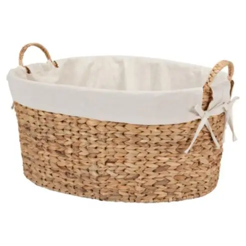 Storage basket with handles braided water hyacinth basket round straw baskets wholesale