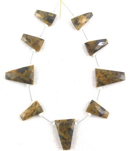 La mejor calidad, 1 hebra de jaspe de miel Natural, cuentas de Briolette con forma de triángulo facetado para hacer hermosas joyas - Product Image 4