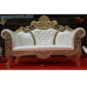 Elegante blanco y oro etapa amor-Asientos de boda de lujo chapado en oro dos asientos boda novia y el novio etapa sofá - Product Image 1