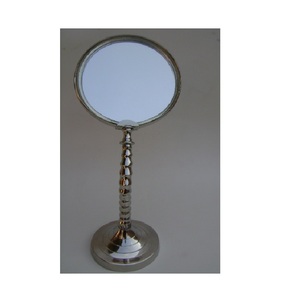 Miroir à main avec poignée, miroir de bureau en bois de luxe, miroir de maquillage double face pour chambre à coucher - Product Image 2