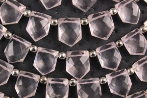 Qualité géniale, 1 brin à facettes en forme de pentagone, perles de Briolette, Quartz Rose naturel, pierre précieuse, vente en gros - Product Image 5