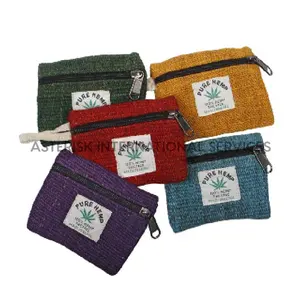 Coin Hemp Purse - Eco-friendly Purse for coins and cash - Durable Small Money Bag Pouch - Hemp Products - Made in Nepal
