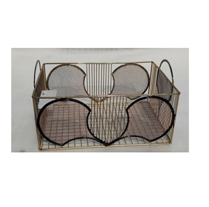 Panier à fruits décoratif en fil de fer et maille bicolore, nouveau Design - Product Image 2