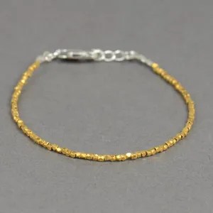 Tiny sterling silver vermeil gold beads bracelet