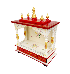 Templo de Madera Pintado a Mano Multicolor, Decoración del Hogar, Mandap de Madera Blanco para Montar en la Pared, Altar de Madera de Sheesham Indio para Adoración - Product Image 4