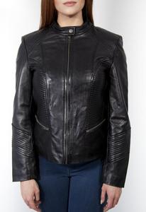 Chaqueta de cuero de motorista con diseño de cremallera personalizada de alta calidad para mujer, ropa de calle de piel de oveja, chaqueta de carreras con ajuste a la moda - Product Image 6